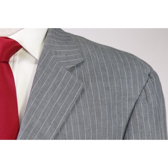 John Varvatos Mens Gray Pinstripe 100% Linen Suit 44R - Picture 4 of 9